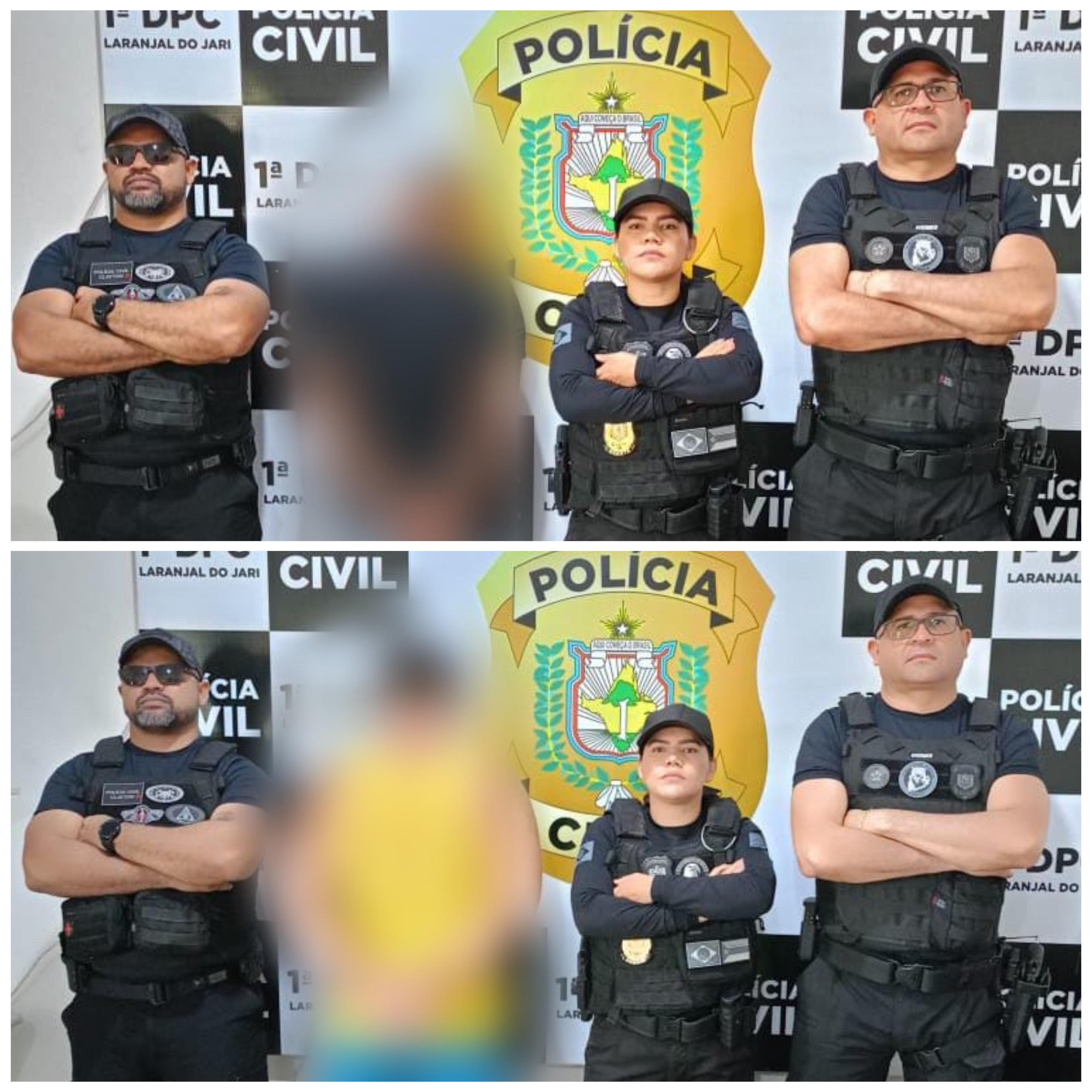 EM LARANJAL DO JARI, POLÍCIA CIVIL PRENDE INDIVÍDUO CONDENADO JUDICIALMENTE POR ESTUPRO DE VULNERÁVEL E INDIVÍDUO ACUSADO PELA PRÁTICA DO CRIME DE HOMICÍDIO QUALIFICADO